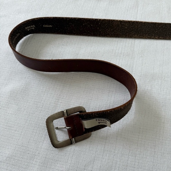 Fossil Beaded Classic Leather Brown Women’s Belt Rhinestone Buckle Size M - Picture 6 of 10